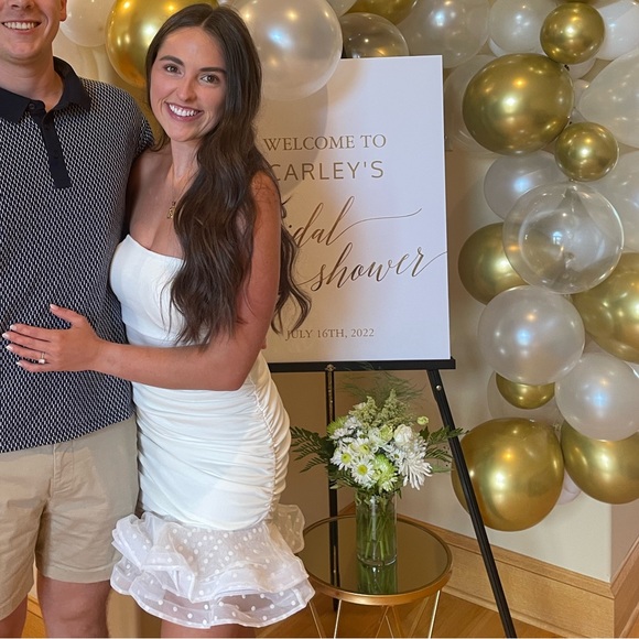 NBD Alice Mini Strapless Tulle Polka Dot Party Cocktail Ruched Dress in White - Picture 2 of 2